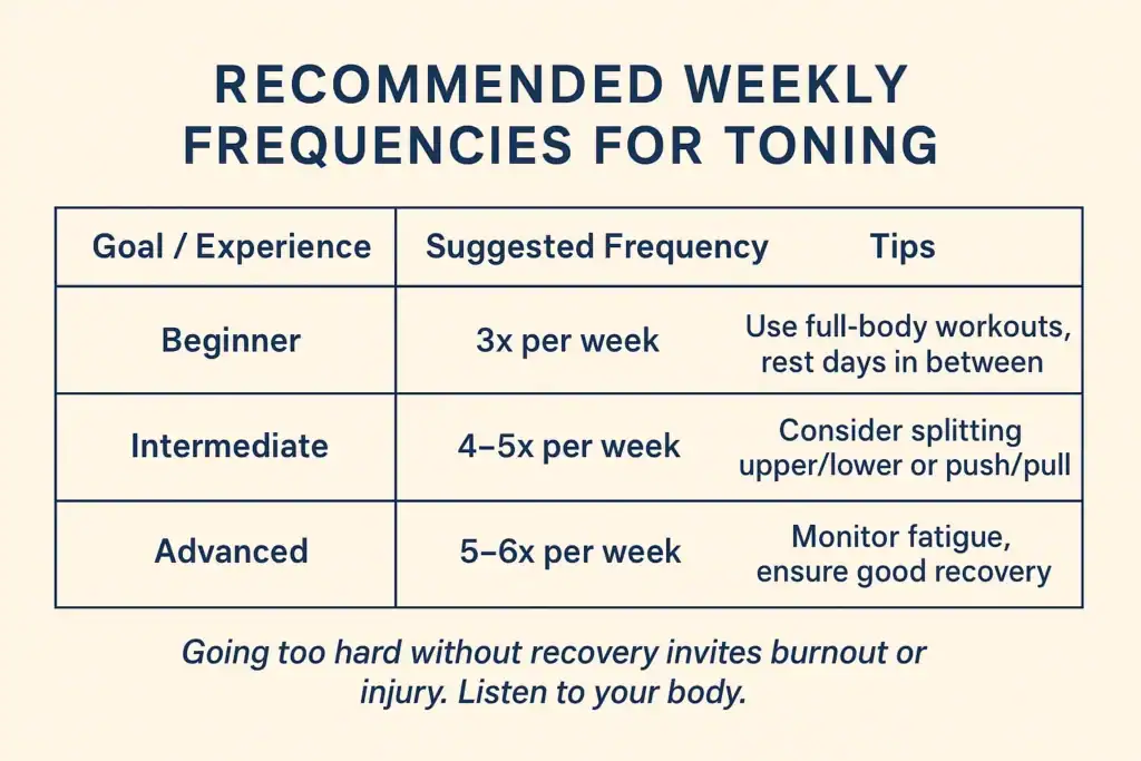 Achieving the Perfect Tone: How Often Should You Exercise for Results? 2 Graphic to show how often you should do exercise to help with toning Westcliff-on-Sea