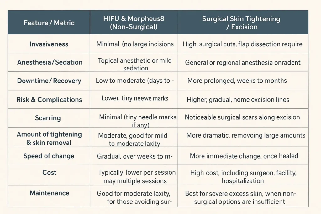 The Science of Skin Tightening 2 Table of skin tightening Westcliff-on-Sea benefits compared to surgical options